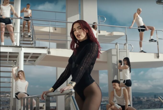 Dua Lipa’s “Illusion” Music Video Style: Black Mesh Top Dua Lipa Dua Lipa