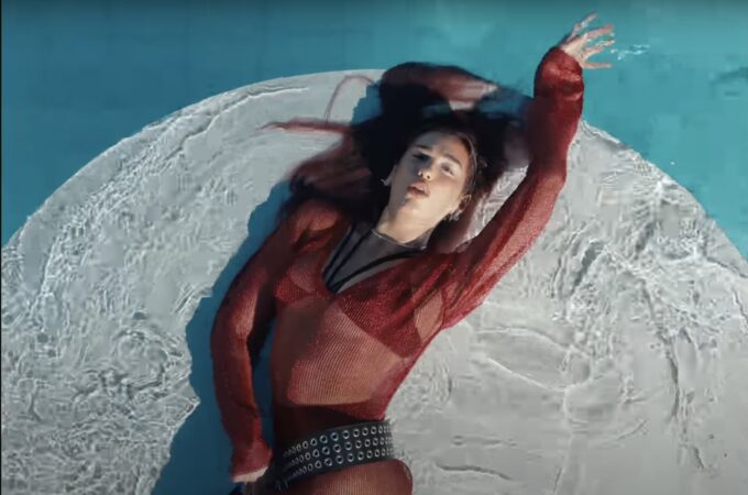 Dua Lipa’s “Illusion” Music Video Style: Black Wide Belt With Darts Dua Lipa Dua Lipa