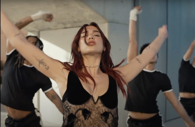 Dua Lipa’s “Illusion” Music Video Style: Black Lace Bodysuit Dua Lipa Dua Lipa