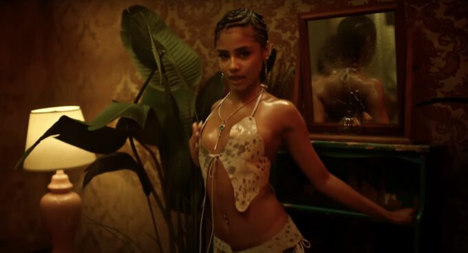 Tyla’s “Water” Music Video Style: Leather Halter Neck Crop Top Tyla music video fashion